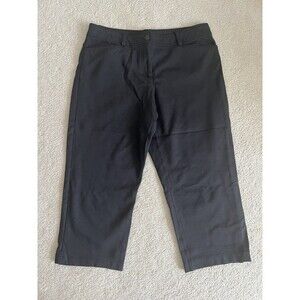 EILEEN FISHER Cropped Pants, Charcoal Gray, Large, Stretch Pockets Flat Front